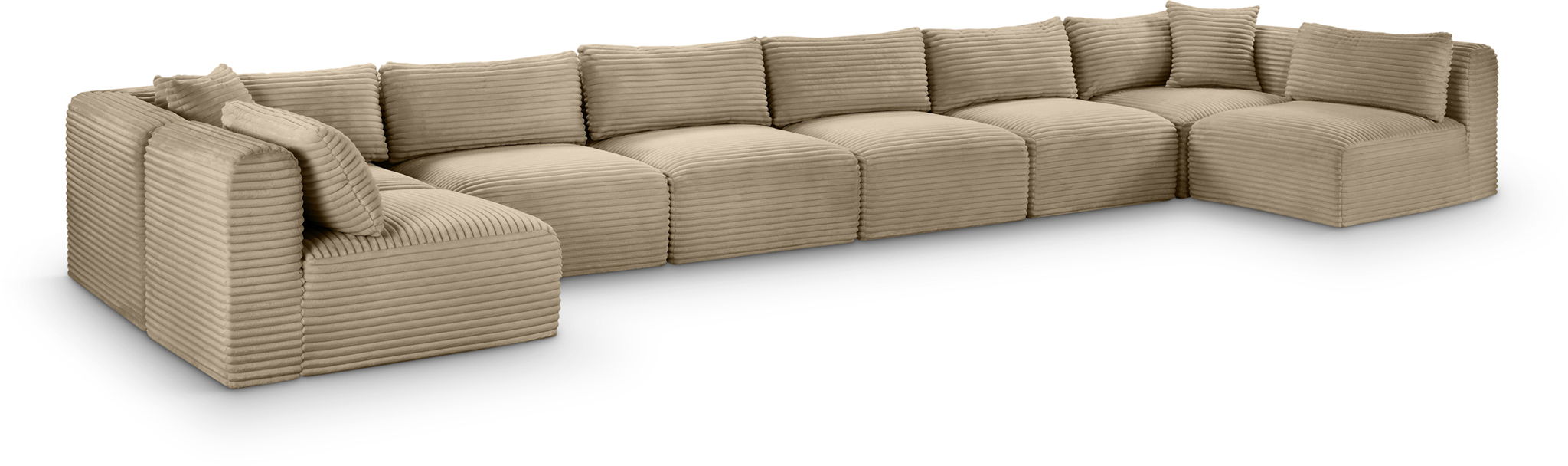 Shaggy 202" Corduroy Performance Fabric Upholstered Modular Sectional