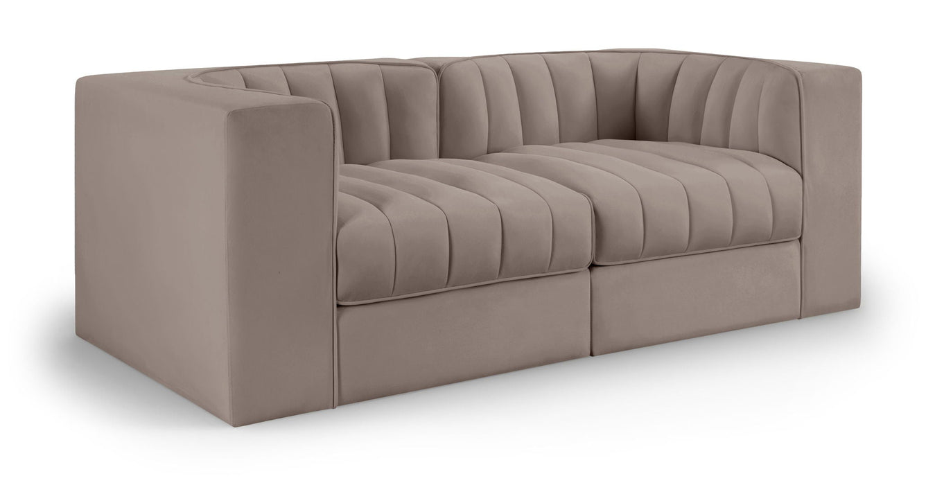 Rummi 68" Velvet Performance Fabric Upholstered 2pc. Modular Sofa
