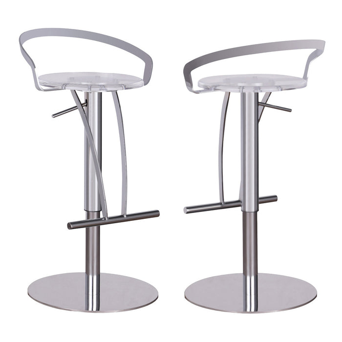 Contemporary Pneumatic-Adjustable Stool w/ Solid Acrylic Seat 4928-AS-CLR