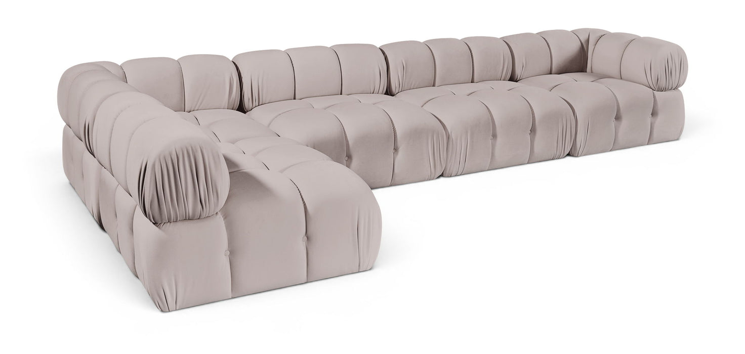 Orin 148" Velvet Performance Fabric Upholstered 5 Pc. Modular Sectional
