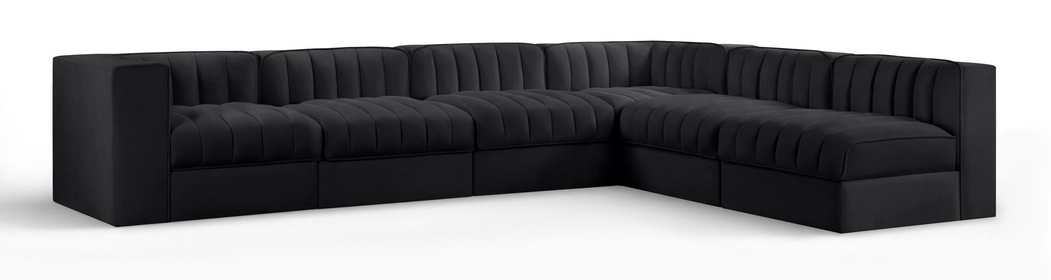 Rummi 126" Velvet Performance Fabric Upholstered 6pc. Modular Sectional