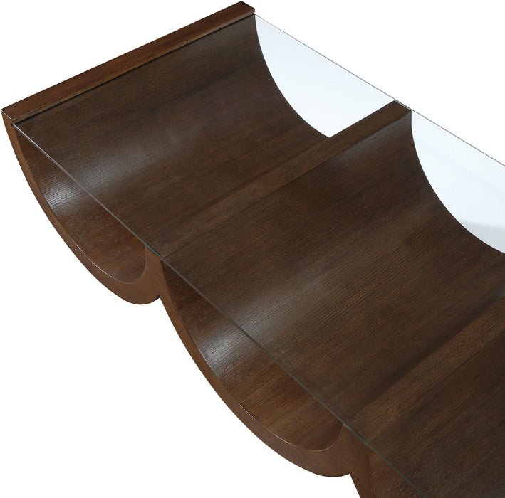 Beverwil Glass Top And Oak Veneer Base Coffee Table