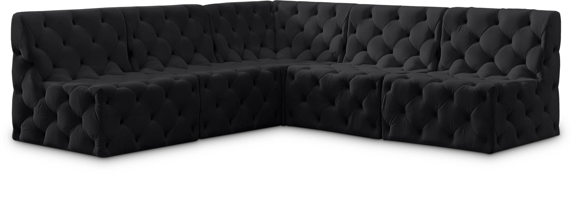 Seccional modular tapizado de terciopelo Tuft de 93" de 5 piezas