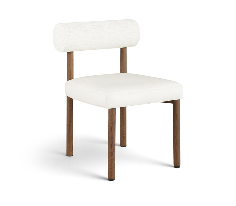 Silla de comedor tapizada de chenilla y de cuero vegano Paramo