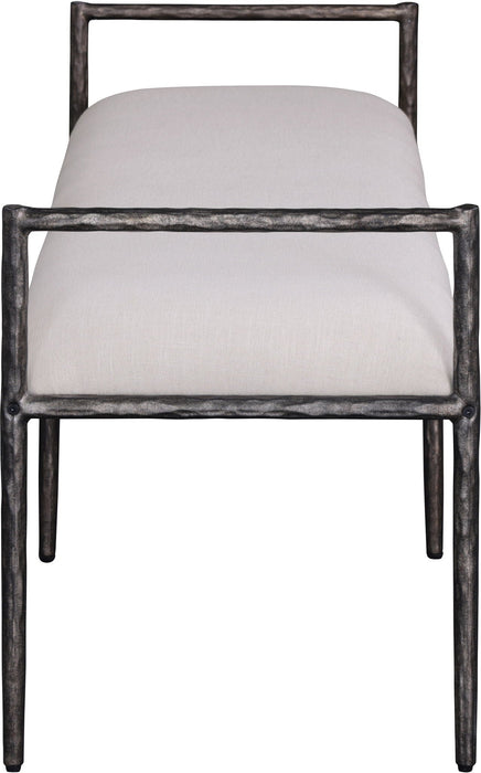 Axis Linen Textured Fabric Upholstered Bench