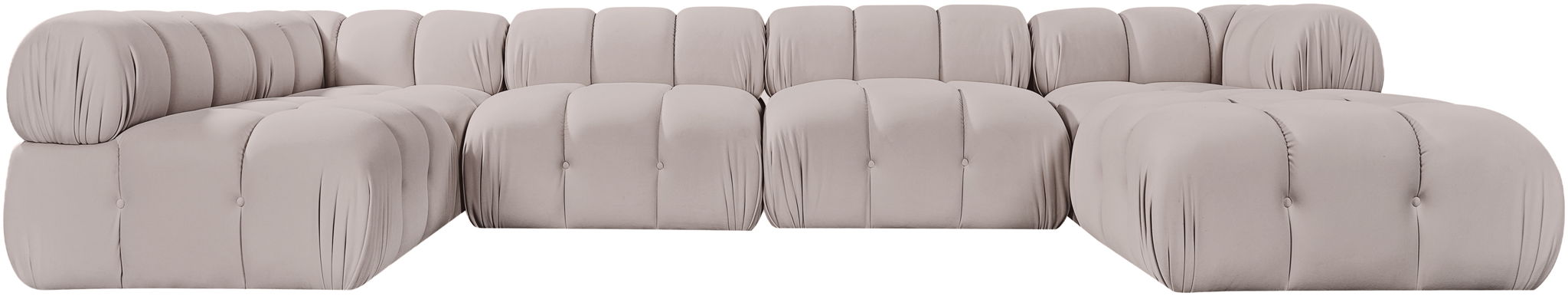 Orin 148" Velvet Performance Fabric Upholstered 6 Pc. Modular Sectional