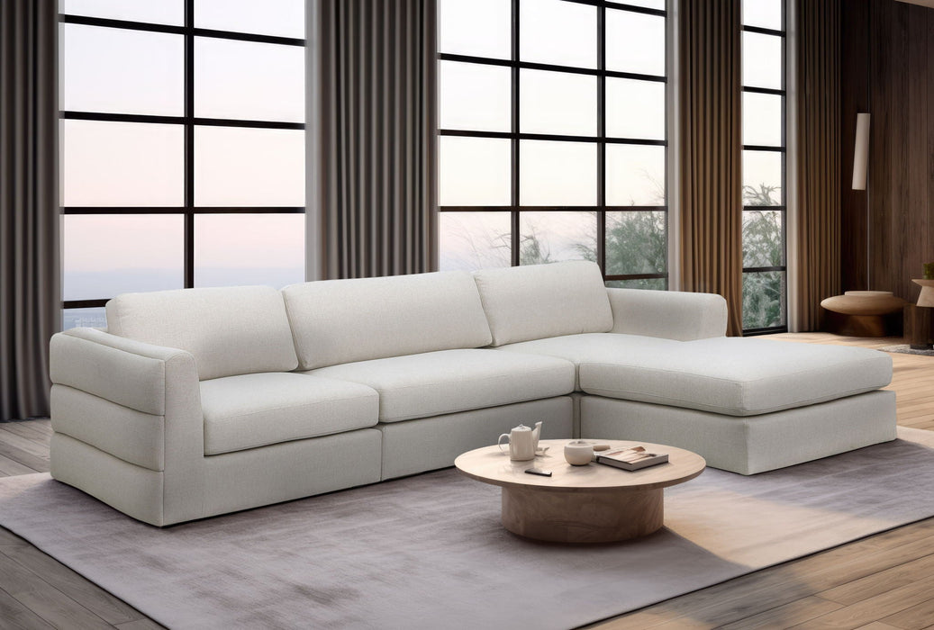 Beckham 114" Linen Textured Fabric Upholstered 4pc. Modular Sectional