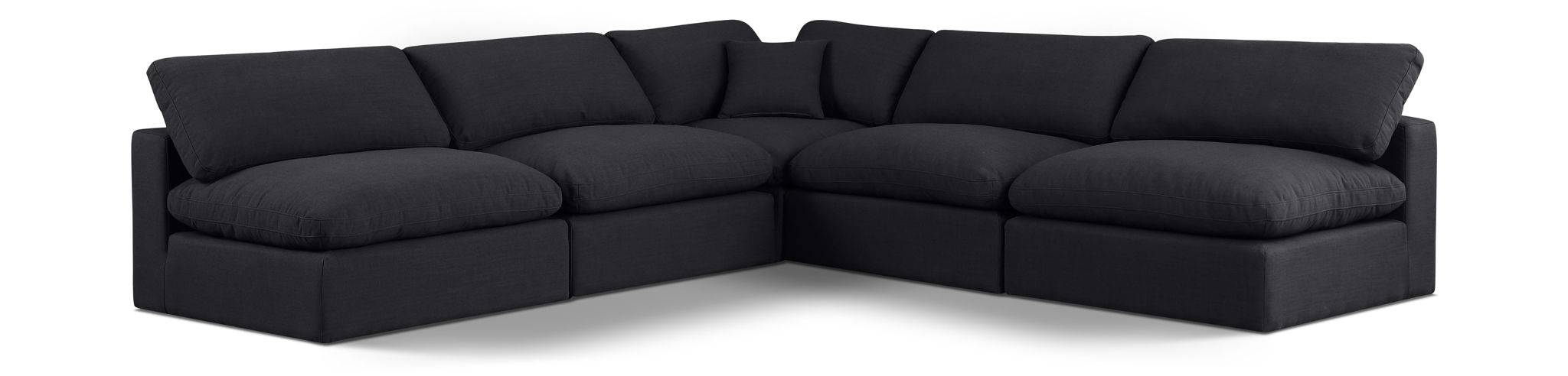 Comfy 118" Linen Textured Fabric Upholstered 5pc. Modular Sectional