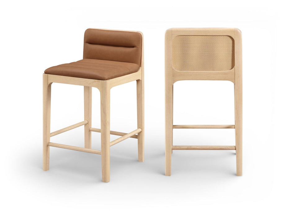 Ellis Cane And Vegan Leather Upholstered Counter Stool