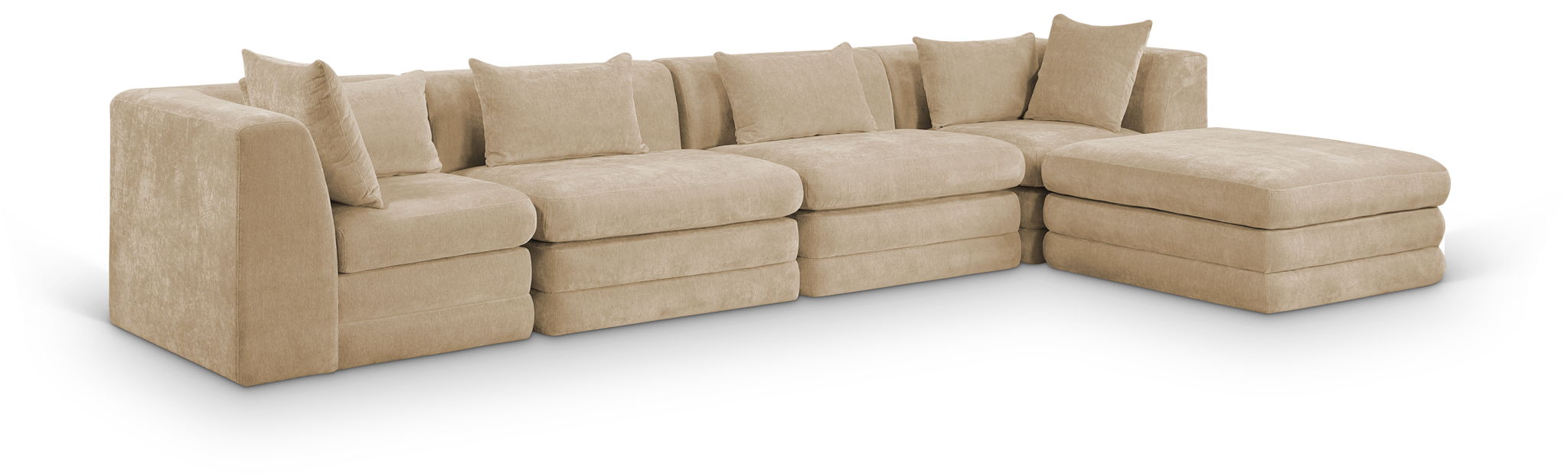 Stellar 152" Chenille Fabric Upholstered 5Pc. Modular Sectional