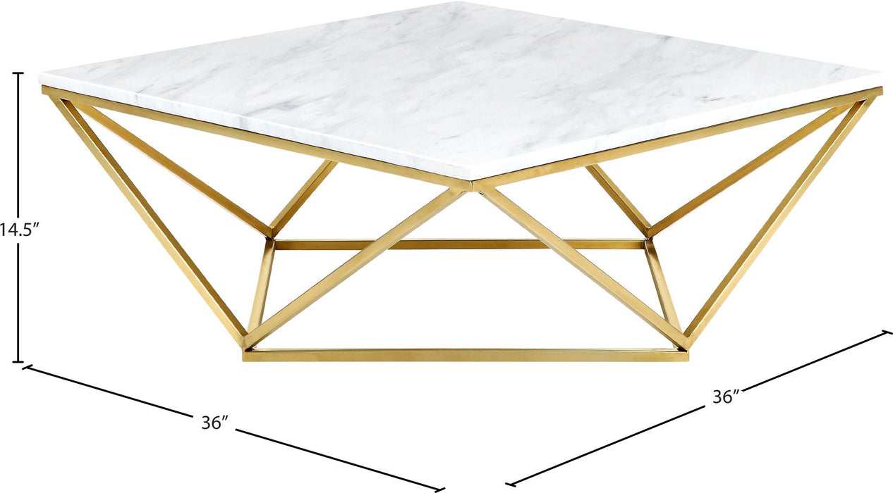 Mason Marble Veneer Top And Gold Steel Base Coffee Table