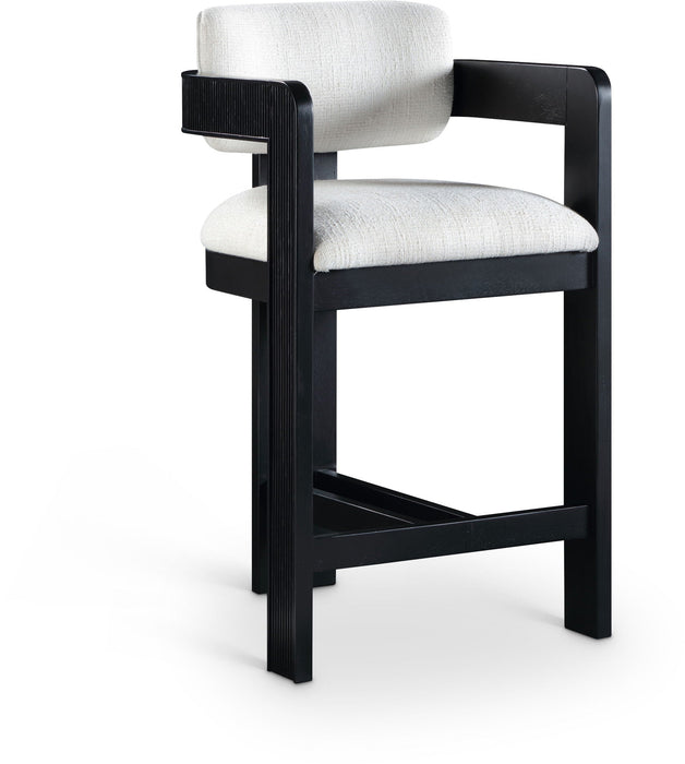 Sacha Linen Textured Fabric Upholstered Counter Stool