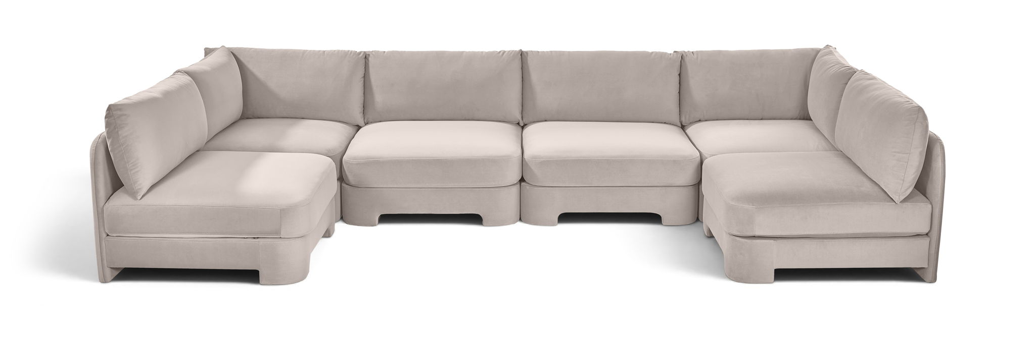 Hammond 148" Velvet Performance Fabric Upholstered 6pc. Modular Sectional