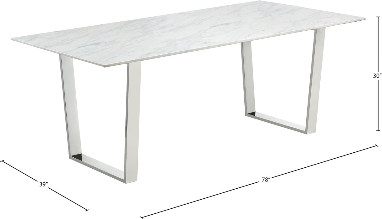 Cameron 64" Marble Veneer Top And Steel Base Dining Table