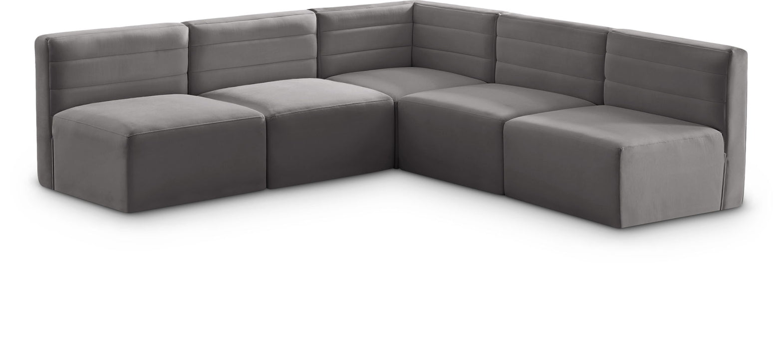 Quincy 94" Velvet Upholstered Comfort 5pc. Modular Sectional