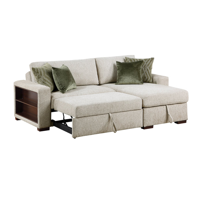 8548*3VC15ACLA2 2-Piece Sectional with Reversible Chaise, Pull-out Bed and Hidden Storage, Click Motion Back