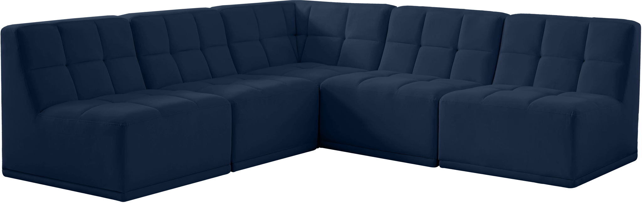 Seccional modular tapizado de terciopelo Relax de 94" de 5 piezas