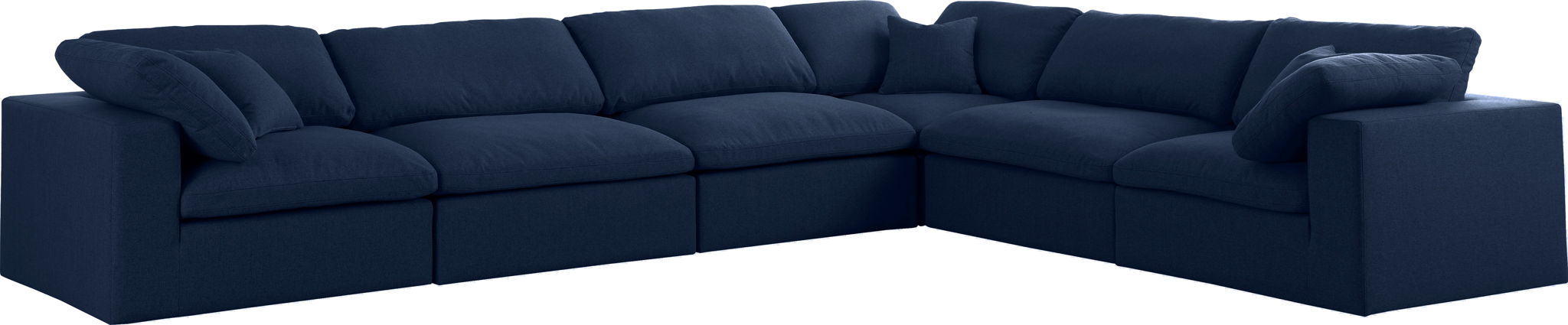 Serene 158" Linen Textured Fabric Upholstered Deluxe Comfort 6pc. Modular Sectional