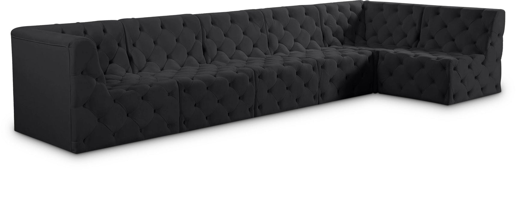 Seccional modular tapizado de terciopelo Tuft de 157" de 6 piezas