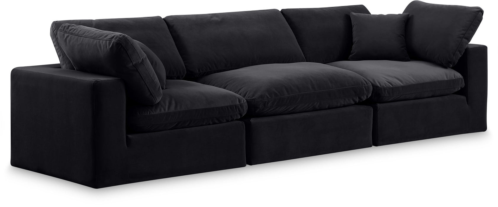 Comfy 119" Velvet Upholstered 3pc. Modular Sofa