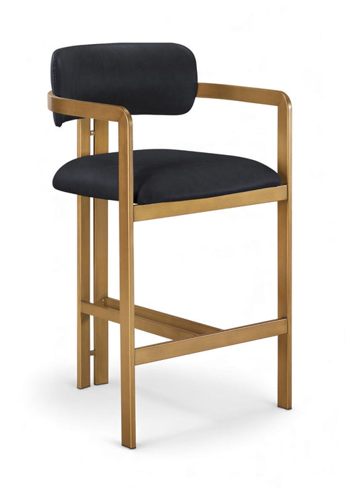 Aurum Vegan Leather Upholstered And Brushed Brass Iron Frame Counter Stool