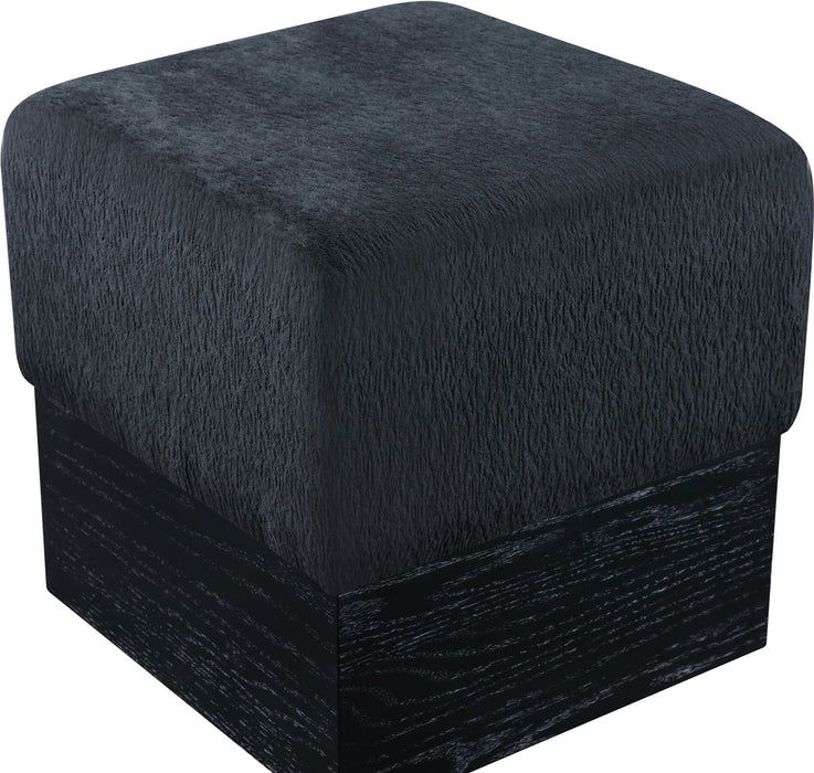 Havre Velour Fur Fabric Upholstered Ottoman