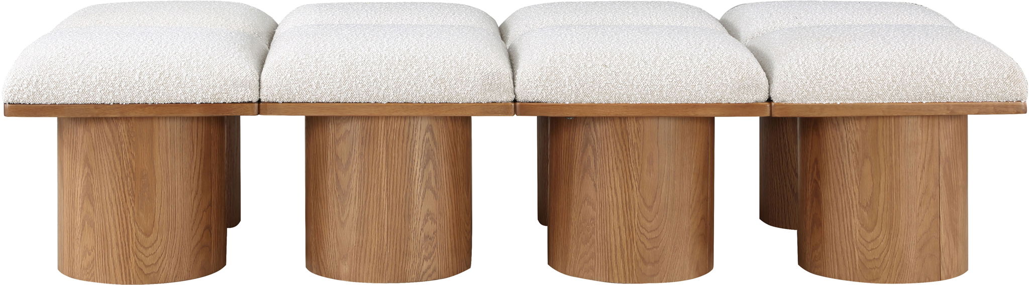 Banco modular tapizado de bouclé Pavilion de 8 piezas