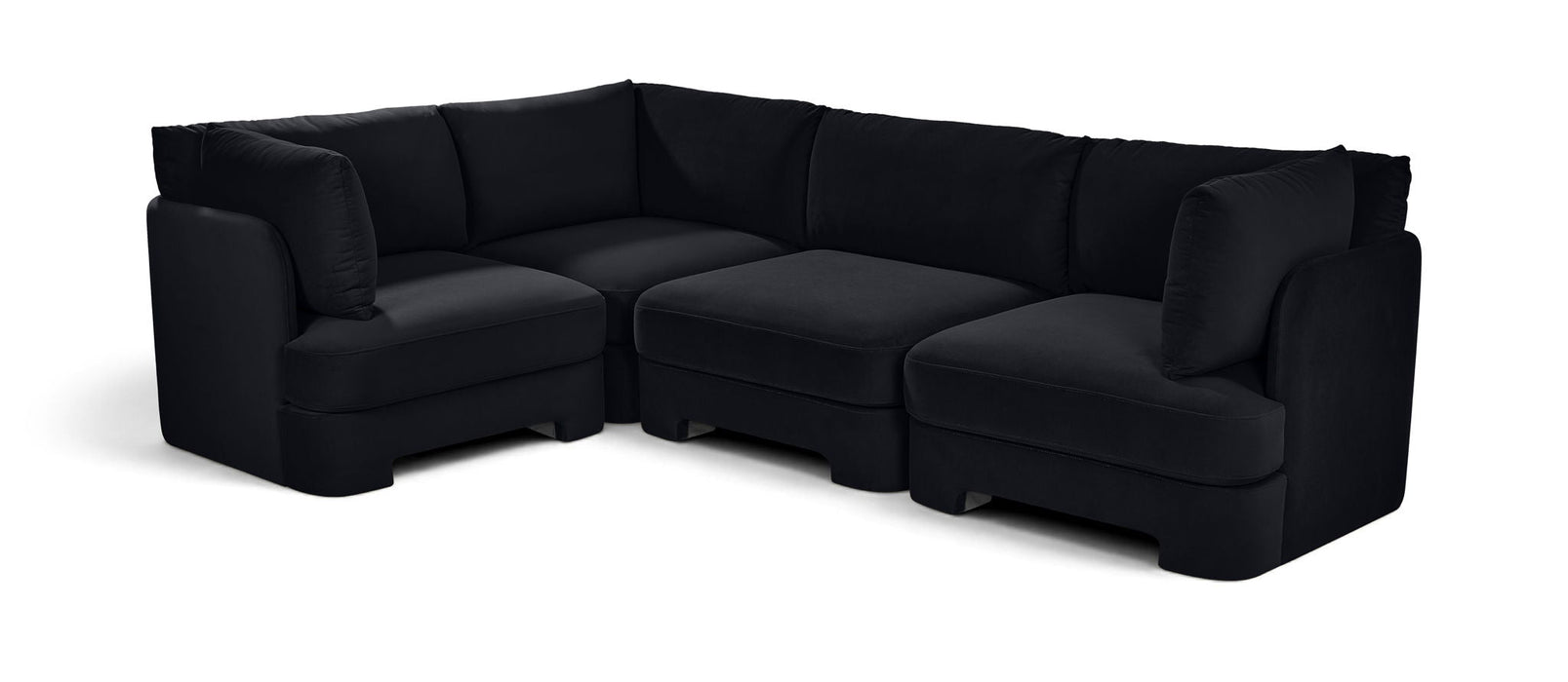 Hammond 111" Velvet Performance Fabric Upholstered 4pc. Modular Sectional