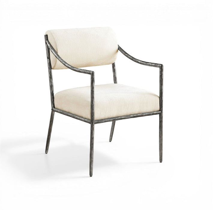Bastille Chenille Fabric Upholstered Dining Arm Chair
