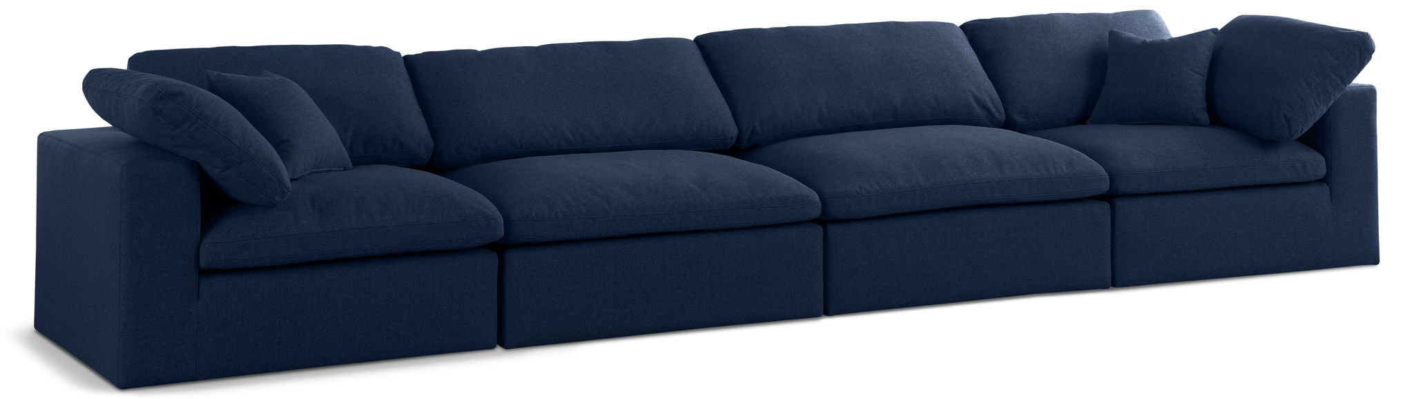 Serene 158" Linen Textured Fabric Upholstered Deluxe Comfort 4pc. Modular Sofa