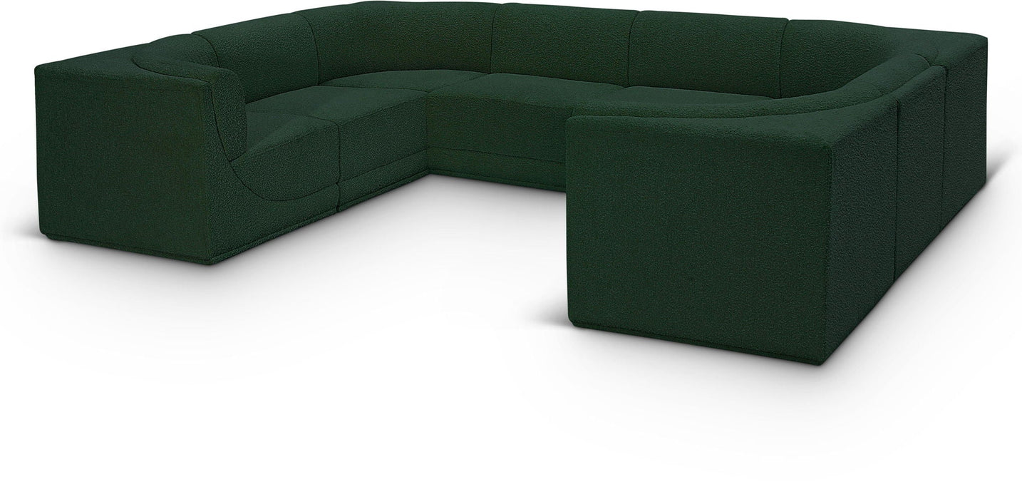 Ollie 128" Boucle Fabric Upholstered 8pc. Modular Sectional
