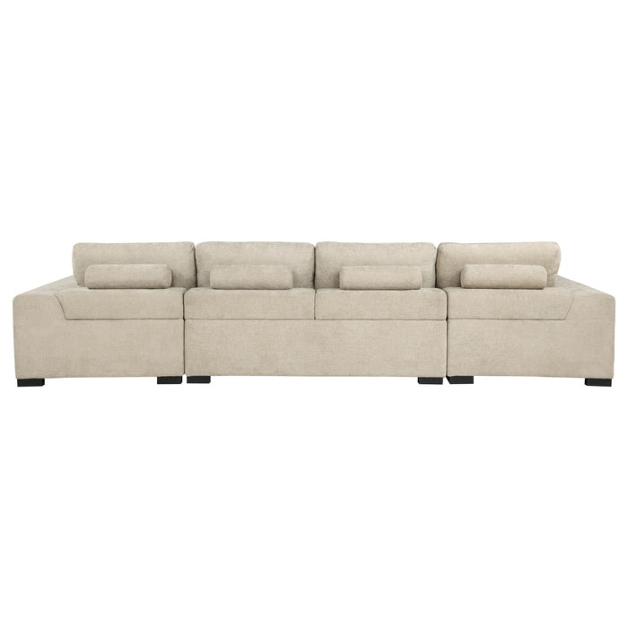 Cannella U-Shaped Double Chaise Upholstered Sectional Sofa Beige