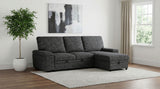 Sofá seccional cama Demko con altavoz y chaise longue con almacenamiento, color granito