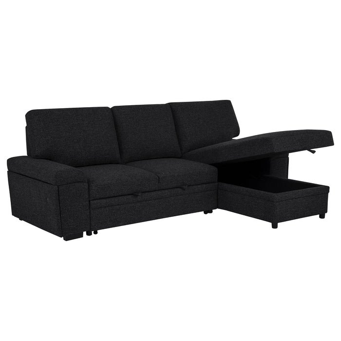 Demko Sleeper Sectional Sofa with Speaker and Storage Chaise Black