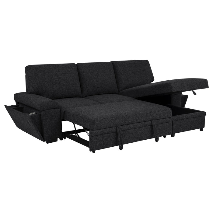 Demko Sleeper Sectional Sofa with Speaker and Storage Chaise Black