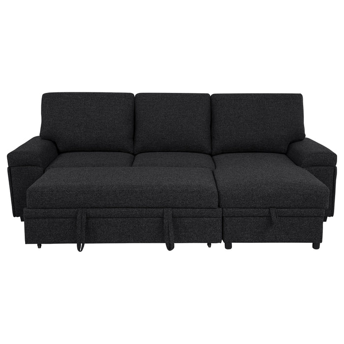Demko Sleeper Sectional Sofa with Speaker and Storage Chaise Black