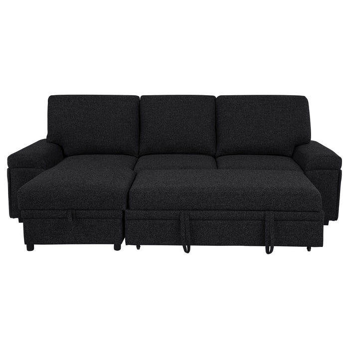 Demko Sleeper Sectional Sofa with Speaker and Storage Chaise Black