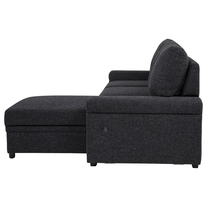 Demko Sleeper Sectional Sofa with Speaker and Storage Chaise Black