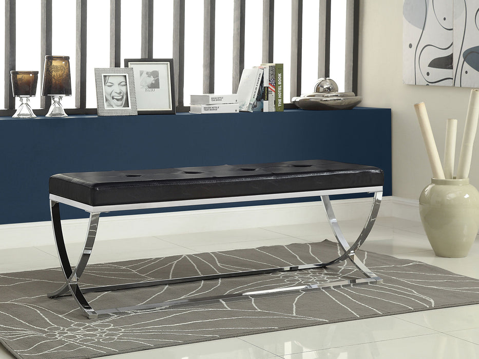 Walton Leatherette Upholstered Tufted Accent Bench White