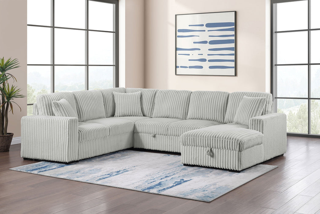 Sofá seccional cama Devonshire con chaise longue con almacenamiento, color camel