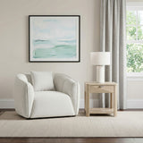Sillón decorativo tapizado en tela Aleisha, arena