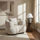 Sillón decorativo tapizado en tela tejida con capitoné de canal contemporáneo Whitney