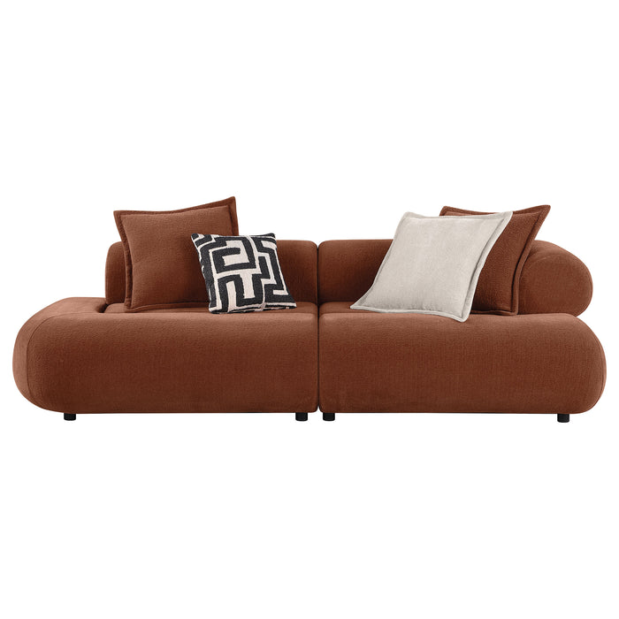 Byrne 105-inch Chenille Modular Bumper Sectional Sofa Rust