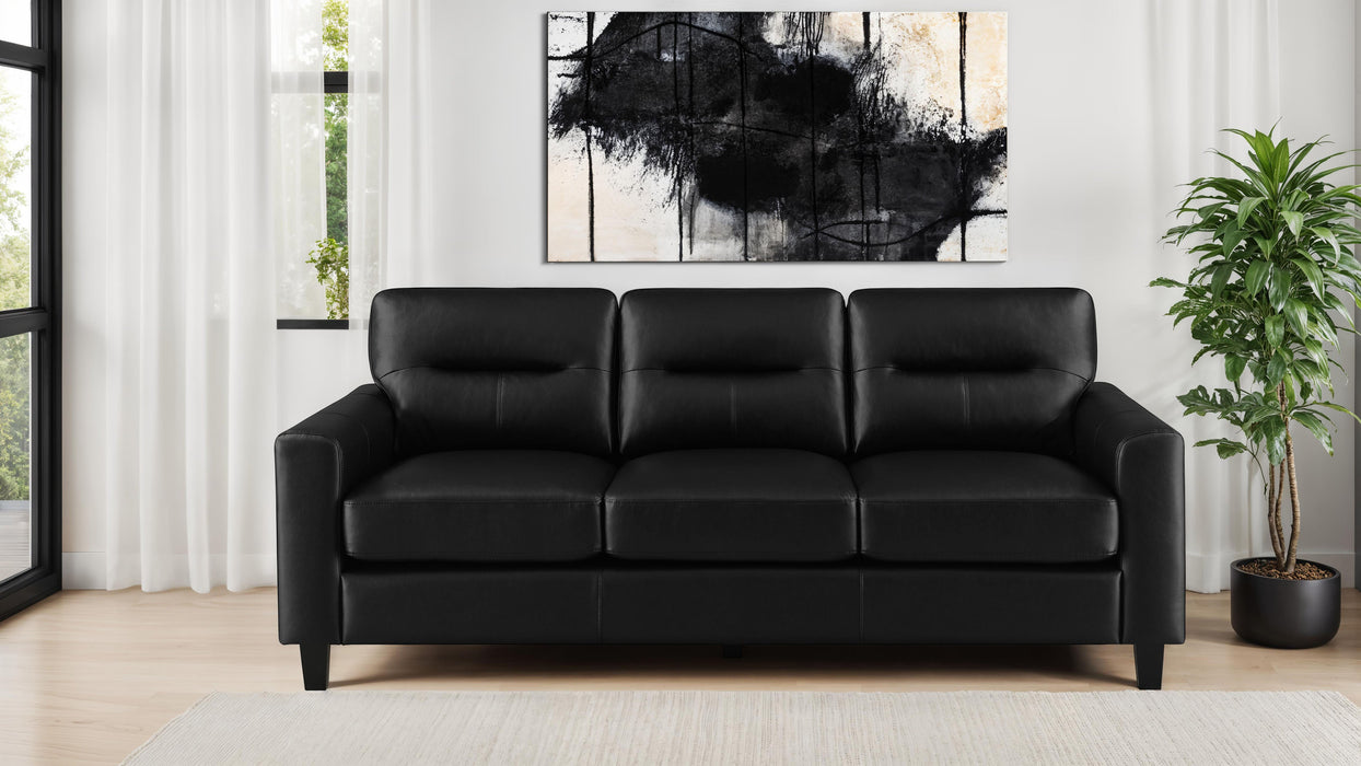 Scotland Faux Leather Upholstered Track Arm Sofa Brown