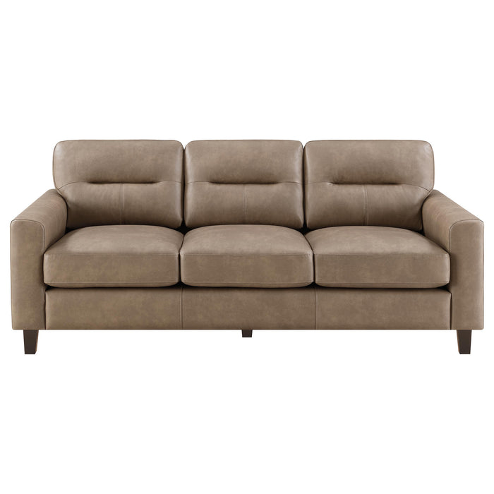 Scotland 3-piece Faux Leather Upholstered Sofa Set Brown