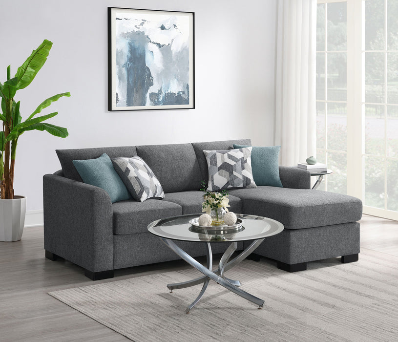 Sofá seccional tapizado con chaise longue y cama Storey color camello