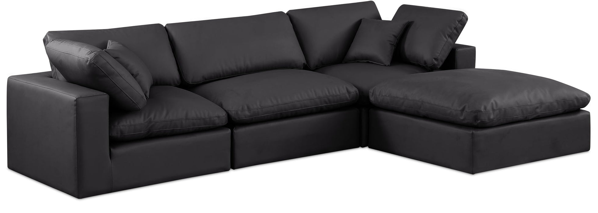 Comfy 119" Vegan Leather Upholstered 4pc. Modular Sectional