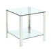 Contemporary Square Glass & Stainless Steel Lamp Table 5080-LT
