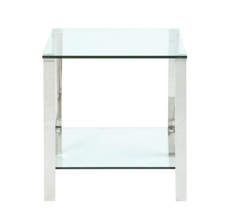 Contemporary Square Glass & Stainless Steel Lamp Table 5080-LT