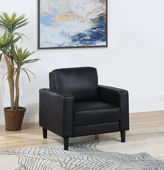 Sillón auxiliar tapizado Ruth con brazos de listón gris
